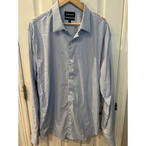 BONOBOS Mens Standard Fit Long Sleeve Gingham Button Down Shirt XL Blue White